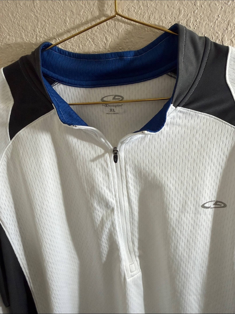 OGIO White Half-Zip Performance Pullover with Black & Blue Trim